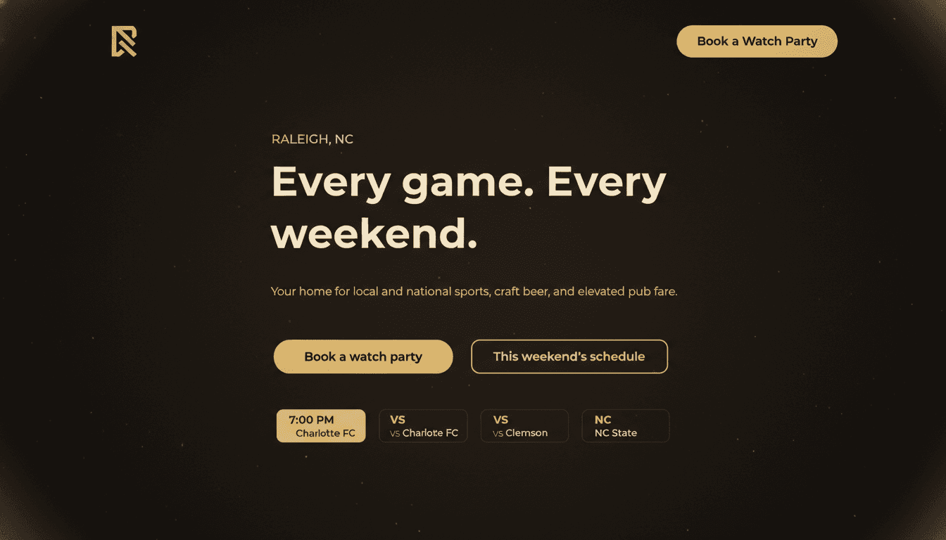 Landing page mockup, Sports lounge